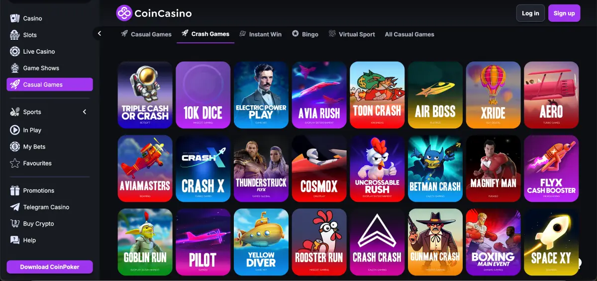 Coin Casino Avia Masters  crash section